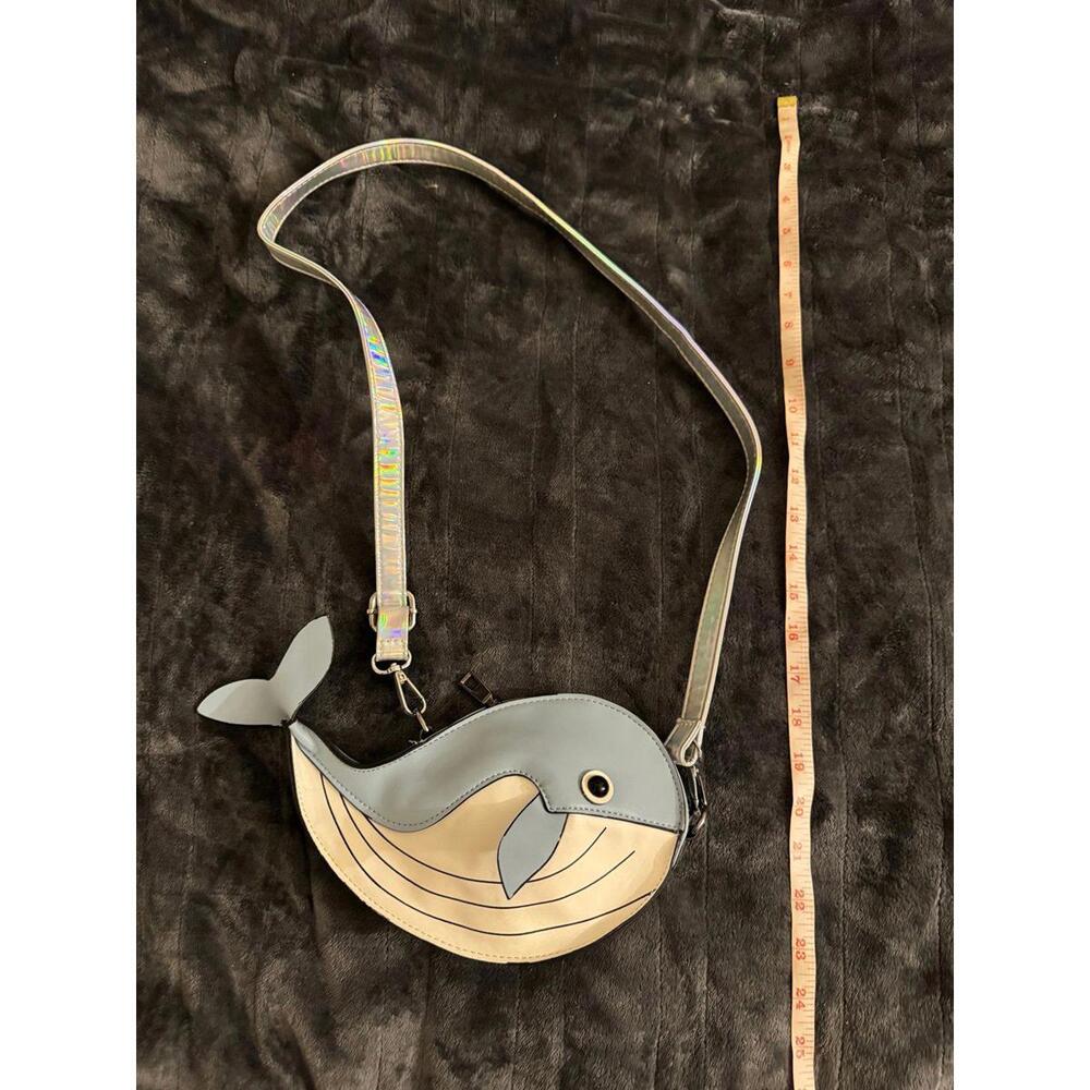 Cute blue whale crossbody bag purse unique purse white and blue
